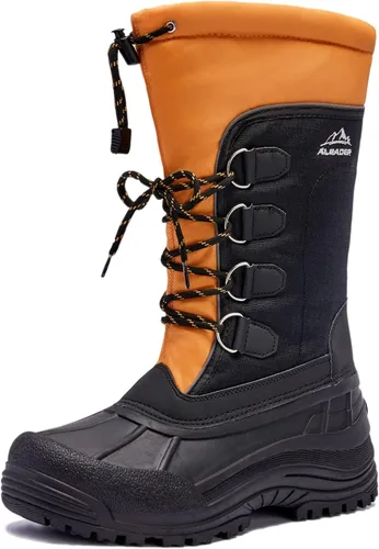 Vista 10 de ALEADER Botas impermeables y aisladas para nieve para hombre Botas de invierno con caparazón cálido y cómodo para exterior Negro/hebilla