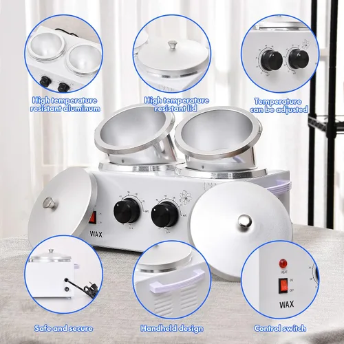 Vista 2 de Kit de depilación Máquina calentadora de cera portátil (ollas dobles)