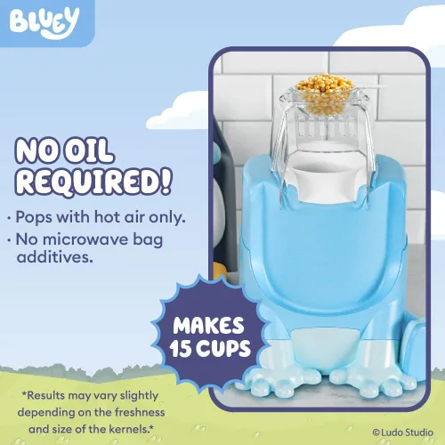 Vista 7 de Uncanny Brands Bluey - Máquina eléctrica para hacer palomitas de maíz, sin aceite, con 12 bolsas de papel, con licencia