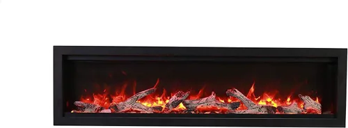 Vista 2 de Amantii Symmetry - Chimenea eléctrica a medida de 60 pulgadas para interiores y exteriores, WiFi habilitada, control remoto multifunción, llama