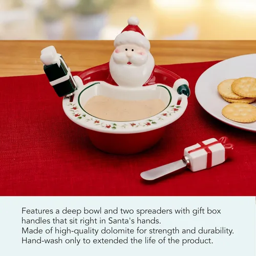 Vista 3 de Pfaltzgraff Winterberry Santa Dip Bowl con esparcidor Set