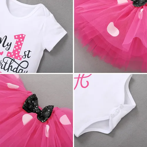 Vista 6 de Conjunto de falda de princesa con diseño de lunares para bebé para el primer cumpleaños de niñas