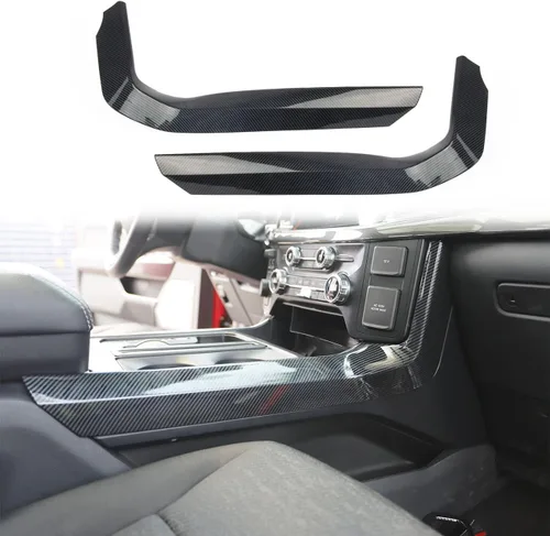 Vista 9 de Cubierta del panel de control central de fibra de carbono Tirm para Ford F150 2021+(aire acondicionado A/C)