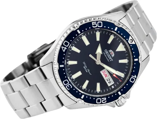 Vista 3 de ORIENT Reloj analógico automático para hombre con correa de acero inoxidable RA-AA0002L19B, azul, pulsera, Azul, Pulsera