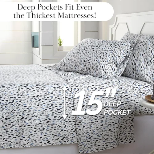 Vista 90 de Southshore Fine Living, Inc. Colección Winter Brush, juego de sábanas de 3 piezas para cama individual, sábana bajera con bolsillo profundo de 14