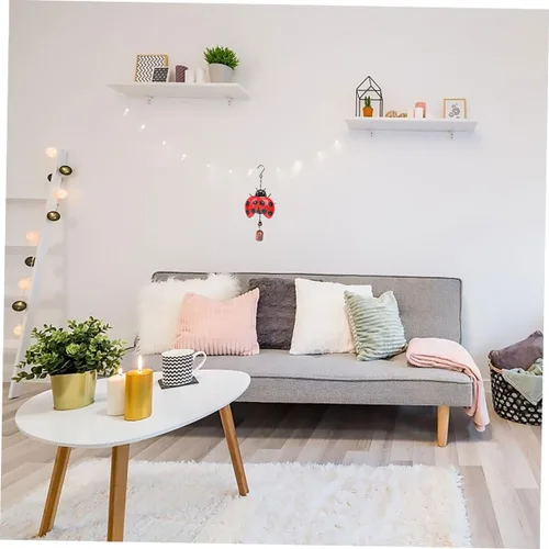 Vista 3 de Campana de viento Happyami con diseño de animales de hierro y mariquita de viento vintage Feng Shui Timbre de puerta para jardín interior al aire