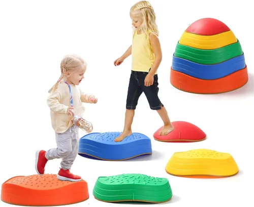 Vista 10 de Fanboxk - Piedras de equilibrio para niños, piedras sensoriales antideslizantes para promover habilidades de equilibrio y coordinación en niños