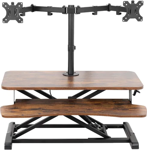 Vista 8 de VIVO Convertidor de escritorio de pie de 32 pulgadas de altura ajustable con soporte de monitor doble de 13 a 30 pulgadas, soporte para monitor