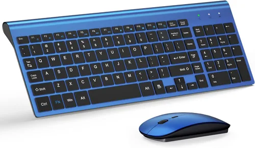Vista 15 de Combo de teclado y mouse inalámbrico ultradelgado, TopMate 2.4G, mouse USB compacto silencioso de 2400DPI y teclado con interruptor de tijera