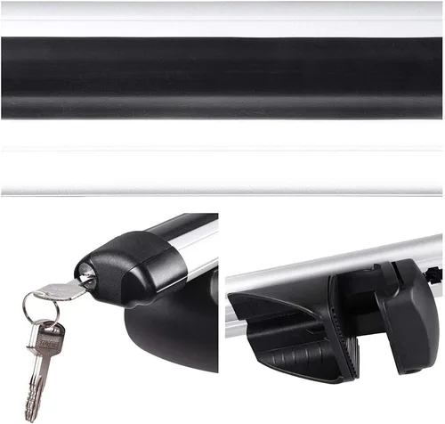Vista 6 de Yescom Portaequipajes universales de aluminio de 50 pulgadas, barra de riel transversal de carga para equipaje, abrazadera ajustable para SUV