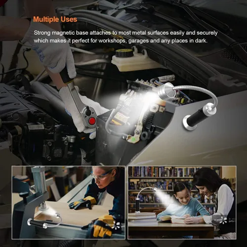 Vista 6 de FIREOR - Accesorios de iluminación para parrilla de barbacoa para exterior, luces LED magnéticas para BBQ con cuello de ganso flexible resistente a
