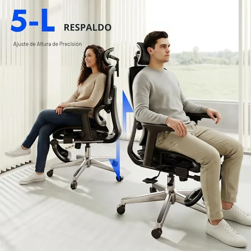 Vista 9 de FLEXISPOT ErgoX - Silla de oficina ergonómica premium con reposapiés, reposabrazos 3D ajustables, soporte lumbar dinámico, función de reclinación e