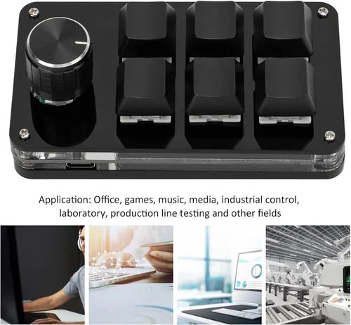 Vista 4 de Mini teclado mecánico macro para juegos, 6 teclas, teclado USB de PC con una sola mano, función de acceso directo programable, para ventanas