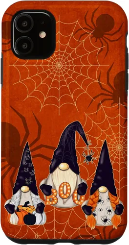 Vista 8 de iPhone 16 Spooky Halloween Gnomes Pumpkin Spider Pattern Witchy Boo Case