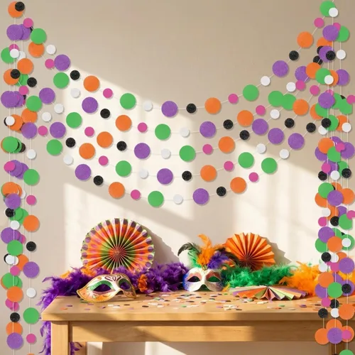Vista 15 de Outus Guirnalda de puntos redondos negros y rojos, 5 piezas, decoración para colgar en fiestas de graduación, cada longitud de 13.1 pies