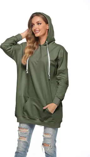 Vista 3 de Famulily Sudadera con capucha extra larga para mujer con bolsillos