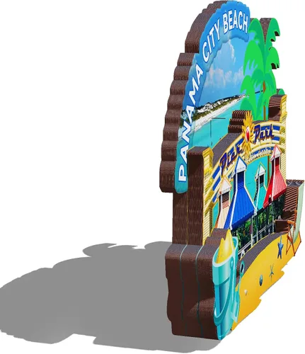 Vista 2 de Imán de madera 3D para nevera, diseño de la ciudad de Panamá, Estados Unidos, Panamá, playa, recuerdos coleccionables, decoraciones hechas a mano, 2