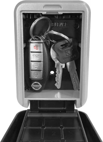 Vista 5 de Caja de bloqueo de llave con combinación de 4 dígitos para llave de casa, montada en la pared, resistente a la intemperie, código reiniciable, caja