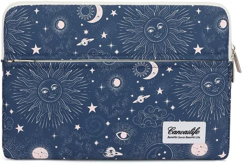 Vista 16 de Canvaslife - Funda de lona para laptop de 13 pulgadas con patrón de cuadros negros y bolsillo de 13 y 13.3 pulgadas