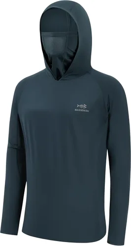 Vista 9 de Bassdash UPF 50+ Camisa de pesca de manga larga para hombre con máscara y pasamontañas UV para el cuello Verde Aqua