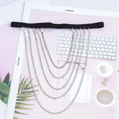 Vista 6 de REETAN Joyería para Pierna y Muslo, Cadena de Cuerpo con Strass para Mujeres