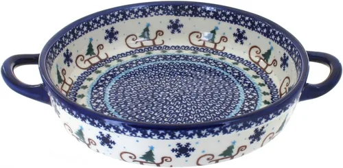 Vista 12 de Blue Rose Polish Pottery - Horno redondo pequeño Ashley naranja con asas, 9 pulgadas de diámetro, único, apto para lavavajillas y duradero