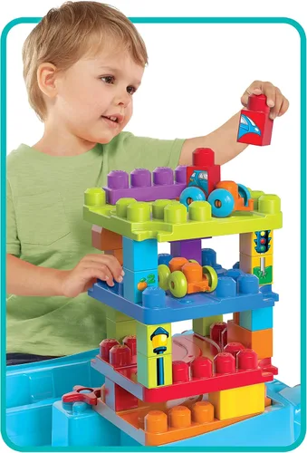 Vista 7 de Mega Bloks First Builders Build 'n Learn - Mesa con bloques de construcción grandes, juguetes de construcción para niños pequeños (30 piezas)