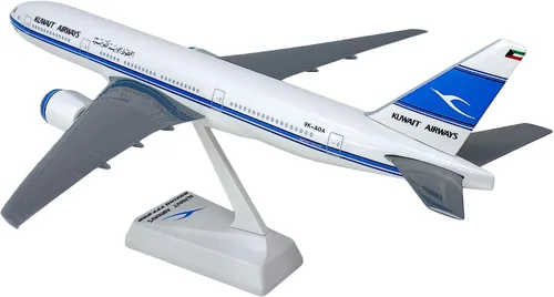 Vista 3 de Kuwait 777-200 Modelo a escala 1:200 Avión - Modelo de avión de plástico Snap-Fit - Réplica coleccionable de aviones de Kuwait Airlines - Parte
