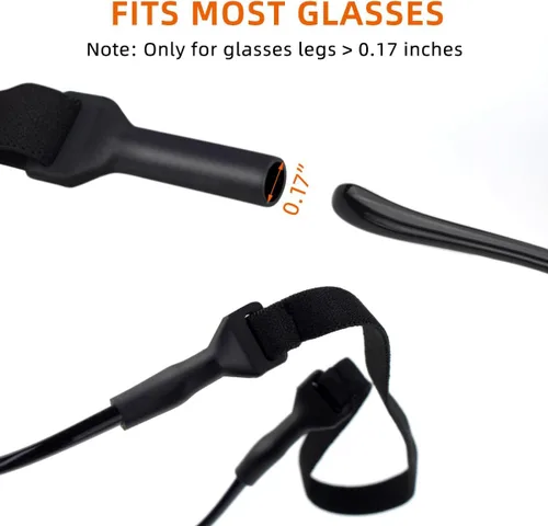 Vista 4 de TKYPZY 4 correas para gafas deportivas, lentes de sol, soporte ajustable para lentes para hombres y mujeres (negro), Negro -, Mediana