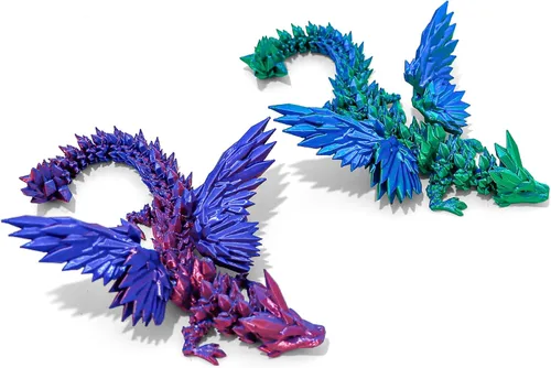 Vista 16 de Dragón Impreso en 3D - Dragón Volador de 18 Pulgadas con Alas, Juguete Fidget de Cristal Articulado XL con Alas, Decoración del Hogar, Regalo