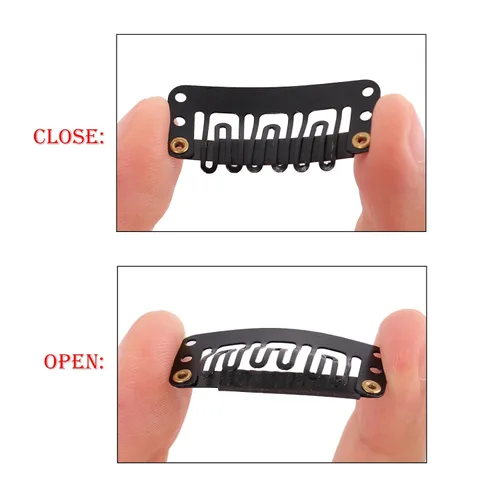 Vista 3 de MapofBeauty 50 pinzas para peluca para extensión de cabello de metal 6 dientes en forma de U, accesorios para postizo (negro)