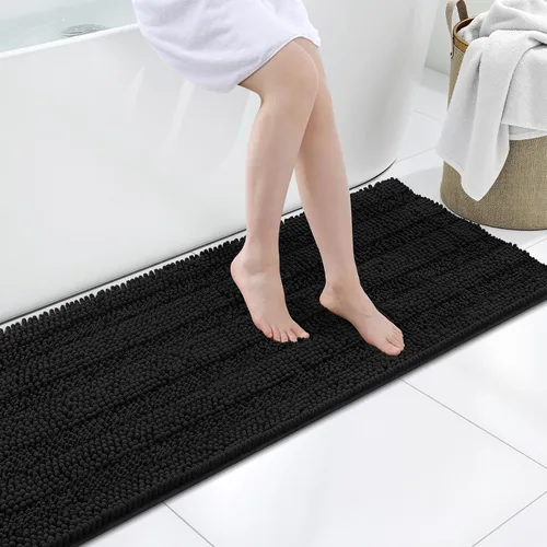 Vista 77 de Grandaily Alfombras de baño de felpilla a rayas de 24 x 16 pulgadas, extra gruesas y suaves, absorbentes, parte trasera de goma, alfombra de ducha