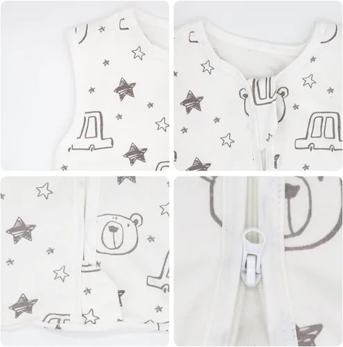 Vista 7 de HOUSABY - Manta de algodón para bebé, saco de dormir de algodón para verano, 1 saco de dormir unisex para niños pequeños, 0.5 TOG con cremallera