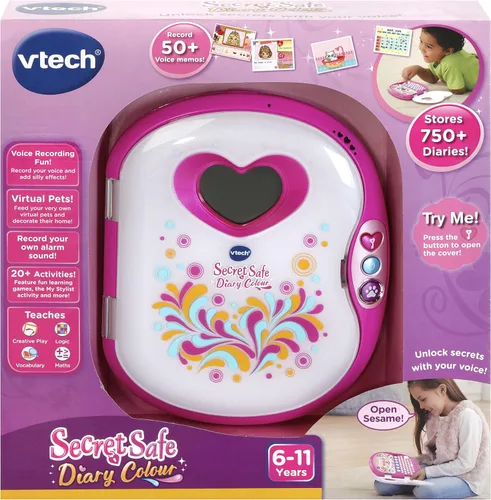 Vista 4 de VTech Pink Secret Safe - Diario secreto para niñas, juguete educativo con juegos, conexión MP3 y más, regalos para niñas de 5, 6, 7 años