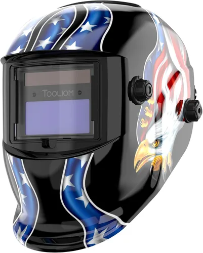Vista 8 de TOOLIOM - Casco de soldadura con oscurecimiento automático, funciona con energía solar, con rango de sombra ajustable 4/9-13 para capucha