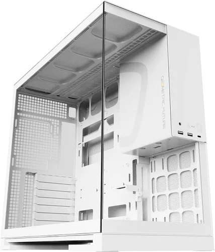 Vista 11 de Geometric Future M5 de vidrio templado semitorre, chasis de juego E-ATX/ATX, acero de 1.2mm, Tipo C, paneles sin herramientas, soporte para radiador