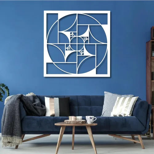 Vista 7 de Decoración de pared de metal, proporción dorada, decoración de pared en espiral Fibonacci, arte de pared geométrico, arte de pared de metal, espiral