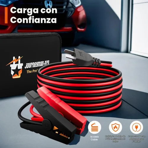 Vista 2 de Journeyman-Pro - Cables de carga de batería CC tipo T compatibles con generador Honda 14AWG 15A 12VDC con abrazaderas aisladas, cable de 3.6 m