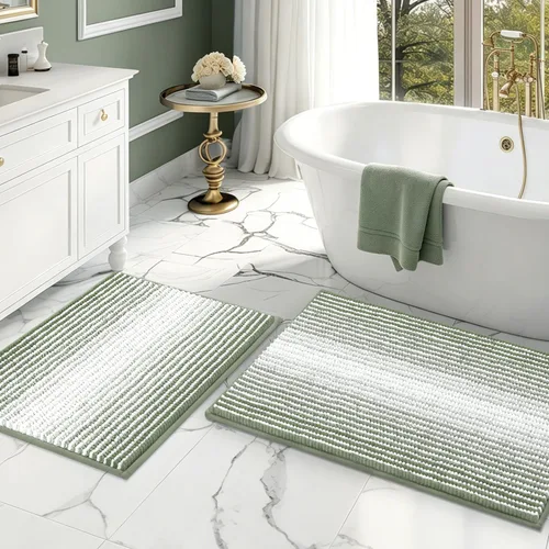 Vista 132 de BSICPRO Tapetes de baño de felpilla, 20 x 32 pulgadas, antideslizantes, absorbentes, suaves, peludos, para baño, lavables a máquina (salvia)