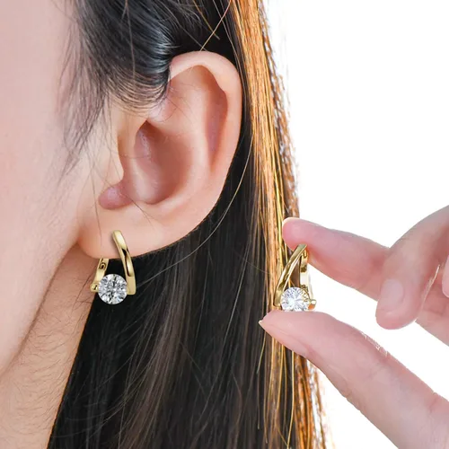 Vista 2 de Lymphatic Earrings for Women Silver Zircon Hoop Huggie Earrings Dainty Fashion Jewelry Gifts A1ï¼ 2 pares de pendientes linfáticos dorados