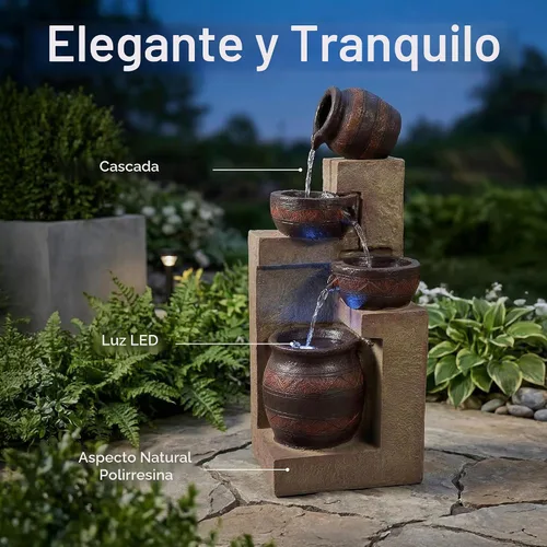 Vista 3 de Sunnydaze - Fuente de agua solar de 30 pulgadas con luz LED