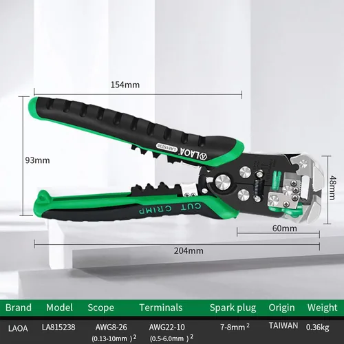 Vista 9 de LAOA Herramienta pelacables automática, pelacables autoajustable y engarzadora, cortador de alambre eléctrico 8-26 AWG para electricistas