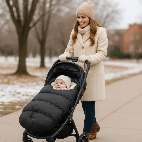 Vista 4 de Waterproof &Thicken Universal Stroller Cover Winter,Stroller Footmuff Bunting Bag for Warm Strollers Muff,Stroller Accessories for Baby Sleeping Bag