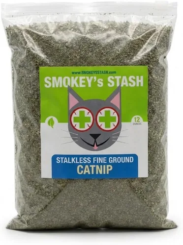 Vista 5 de Smokey's Stash Catnip Stalkless Dry Ground Premium Bulk Bolsa de 3 onzas Fuerte para gatos
