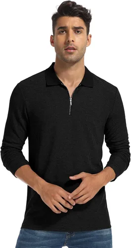 Vista 4 de Sailwind Polo de manga larga de punto gofre para hombre con cremallera de un cuarto
