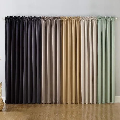 Vista 9 de Sun Zero Oslo Panel de cortina de calidad de teatro con bolsillo para varilla totalmente opaca, 52 x 63 pulgadas, negro