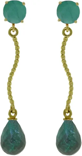 Vista 2 de Galaxy Gold GG Aretes colgantes de oro macizo de 14 quilates con esmeraldas, Metal Gema, Esmeralda