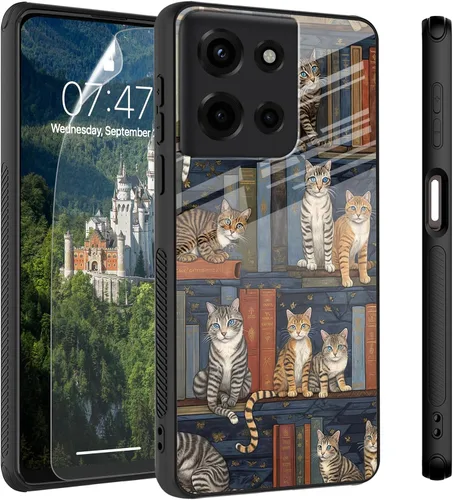 Vista 32 de Funda para Motorola Moto Edge 2022, cubierta trasera de vidrio templado con protector de pantalla, protección a prueba de golpes para Motorola Moto