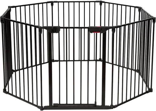Vista 11 de Costzon Puerta de seguridad para bebés, valla de chimenea de 6 paneles, puerta plegable para bebé extra ancha para fácil con paneles