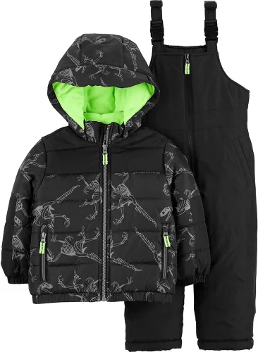 Vista 8 de OshKosh B'Gosh Conjunto de chaqueta de esquí y peto de nieve para niños Azul